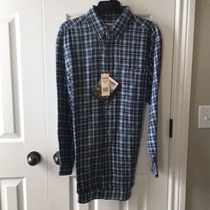 NWT wrangler rugged wear blue plaid flannel shirt!